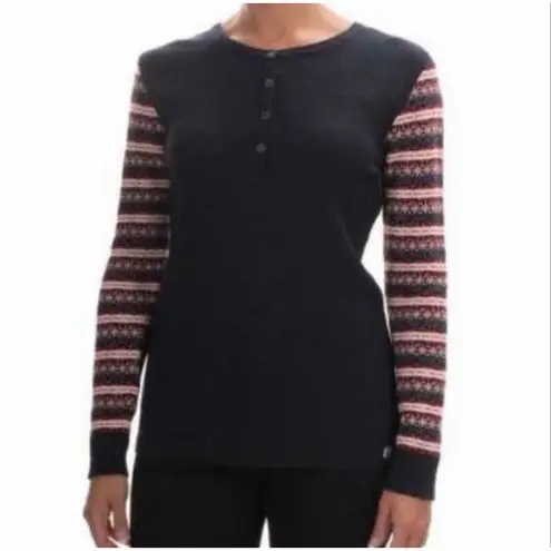 Barbour  Landry Knit Fair Isle Henley 12 Navy Blue Red