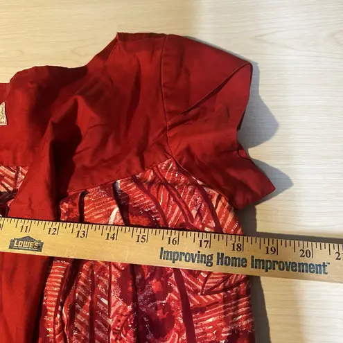 Waikiki Sports VTG Mumu Dress Red Hawaiian Pockets Resort Vacation Beach Hawaii Size L