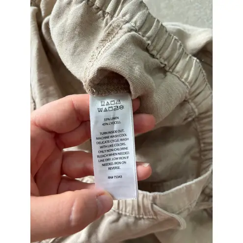 C&C California  Womens XL Tan Linen Blend Pull On Cargo Pants Pockets‎ Y2K Beach thumbnail 4