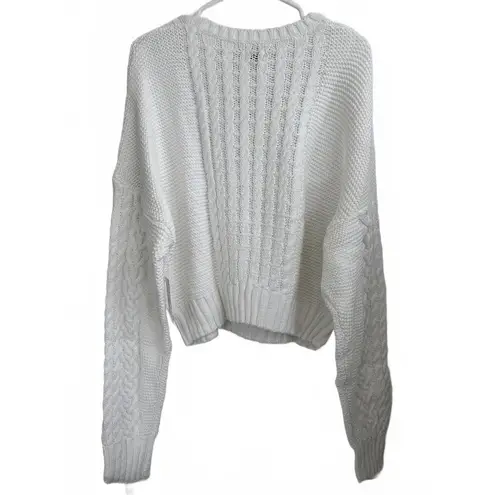 PacSun  Cotton Beverly and Beck Heart Cable Knit Crew Neck Sweater White NWT XXL