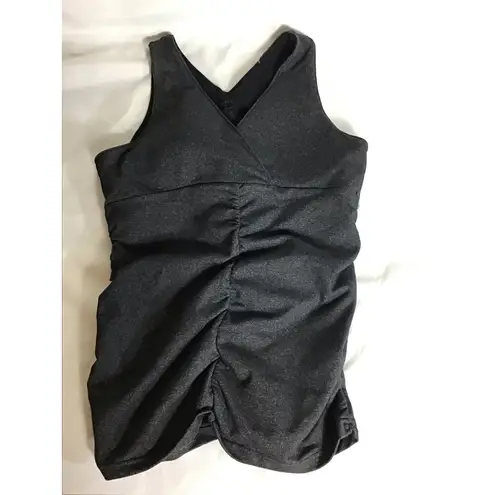 Zobha  Women Rouched Front Tank Top  Sz. 10 Gray EUC Ella Tank built in Bra