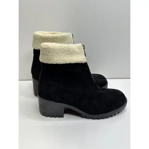 Bella Vita Cable Lug Black Booties Faux Shearling Size 8.5 New