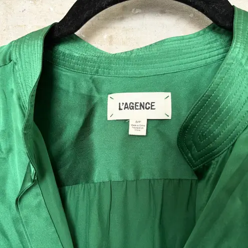 L'Agence Bianca Silk Blouse in Clover Green
