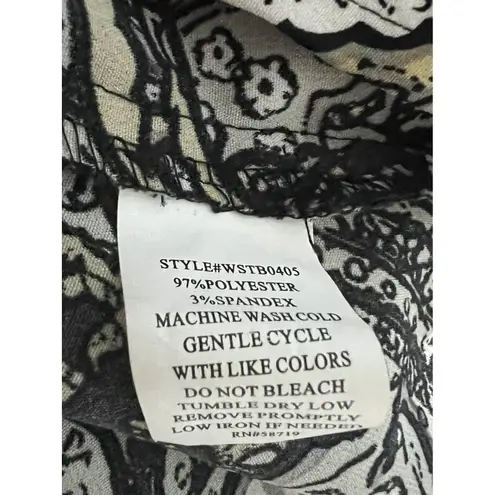 Notations Blouse Plus Size 2X Floral Mix Print Collared Button-Down Roll Tab Top