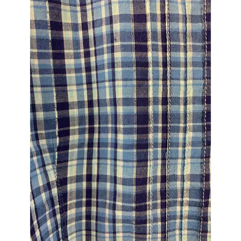 Avenue Women’s Blue Plaid Lace Tank Top Size L