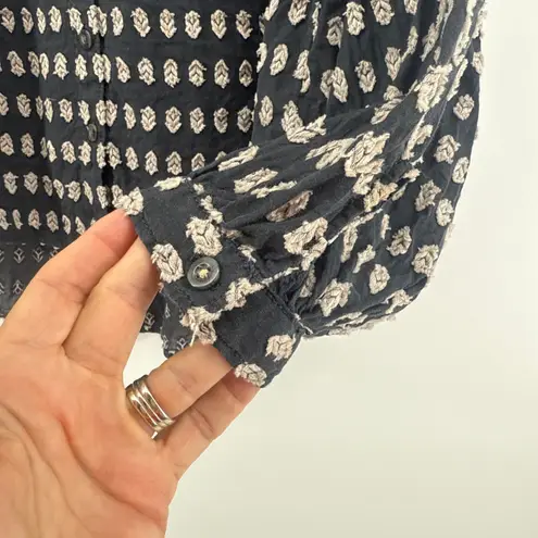 Pilcro Anthropologie Tavi Textured Black Blouse XS Cotton Bohemian Boho Shirt