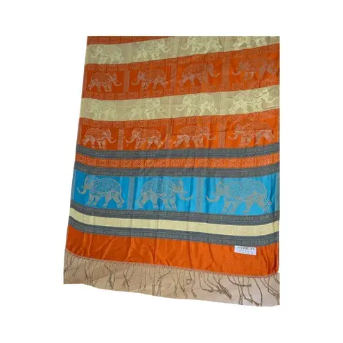 Pashmina Women's Multicolor Elephant Fringed Cashmere Scarf