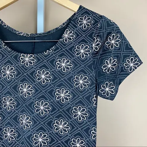 Vintage Boho Small Maxi Daisy Crewneck Short Sleeve Dress Hippie 90’s Formal Black