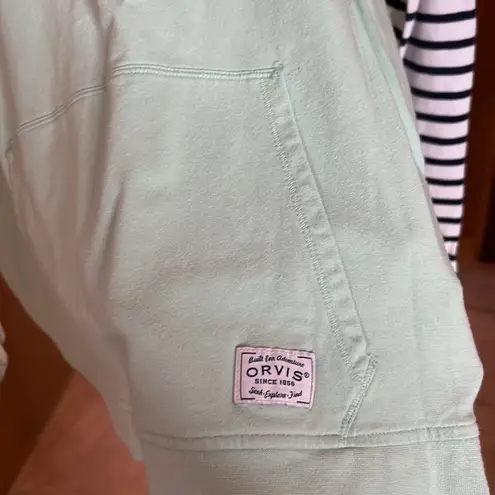 Orvis Colorblock Green Blue Striped Pullover Hoodie Sweater Size Large