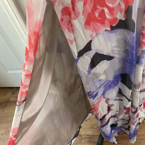 Charlie Jade $298 EUC Purple Red Floral Silk Dress XS
