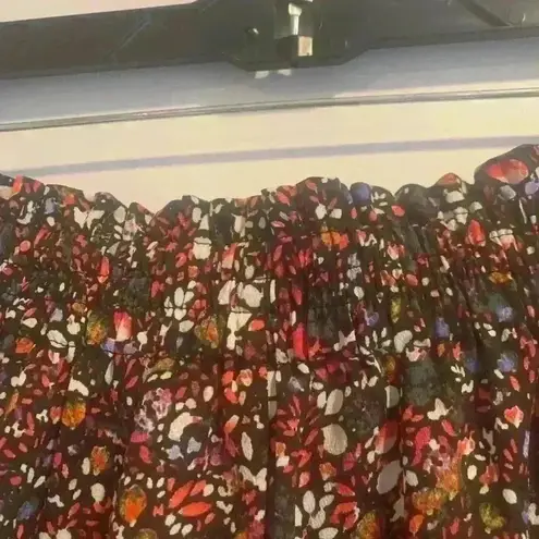 DR2 Cropped Pants Wide Leg Women’s Small Multi Colored Elastic and Tie Waist Black