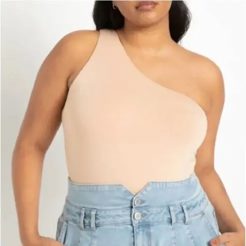 Eloquii New! tan One Shoulder Bodysuit, women's plus size 18/20