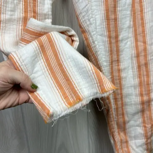 Faherty Womens Pants Small Cotton Topanga Clementine Serape Raw Hem Stripe Gauzy