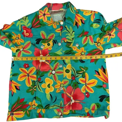 Vintage R & B Collection Floral Retro Denim Jacket Button Down Long Sleeve Small Multiple