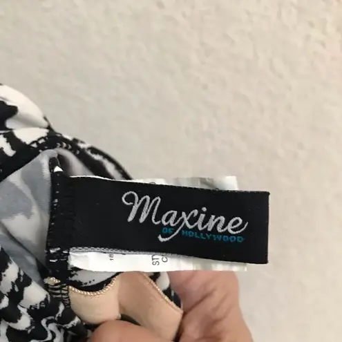 Maxine of Hollywood black & white animal/floral print one piece bathing suit 12