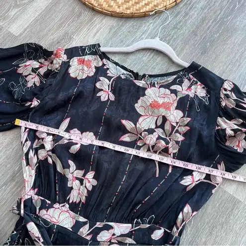 Anthropologie  harlyn black‎ floral long sleeve jumpsuit women’s size S