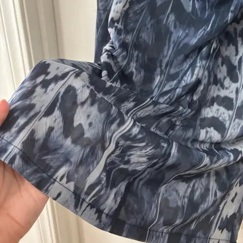 ALLSAINTS Tia Mesh Semi Sheer Blue Abstract Boho Artsy High Neck Ruched Top Sz 6