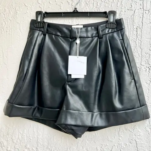 Cami NYC NWT Pleated Front Rabia Vegan Leather Short Black Women's Size 6