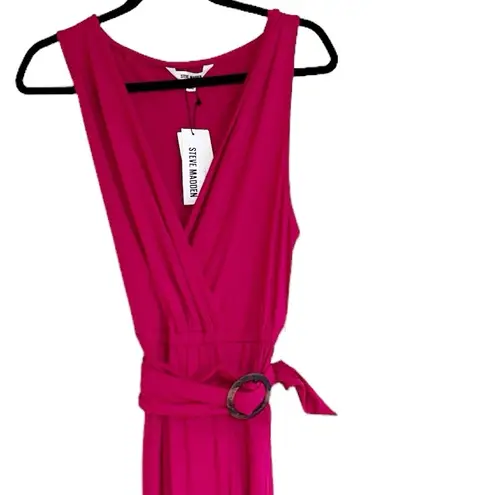 NWT BB Dakota by Steve Madden Sleeveless Belted Jumpsuit RASPBERRY Red Size XL