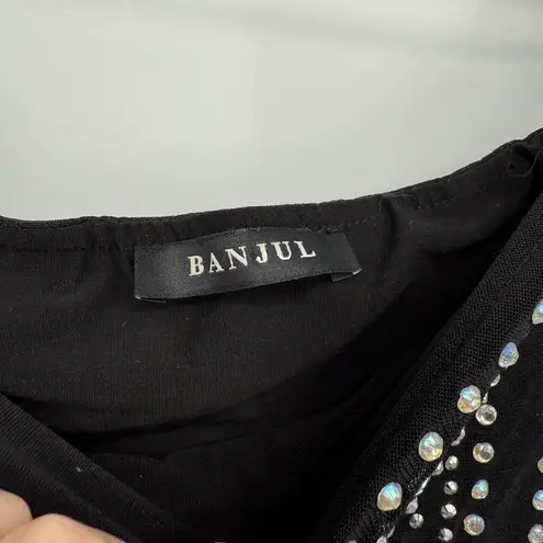 BANJUL Black Multi Rhinestone Mini Skirt Size Medium Elastic Size Medium Y2k