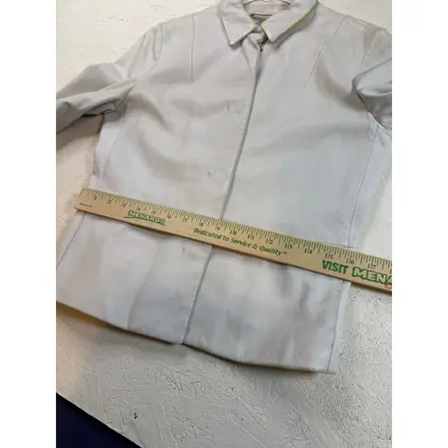 Malo Leather Jacket Italian Designer Button Up Blazer Genuine White Size 44 Size M