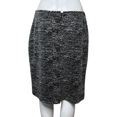 Tahari Skirt Womens 8 Black White Marled Pencil Casual Business Office Preppy