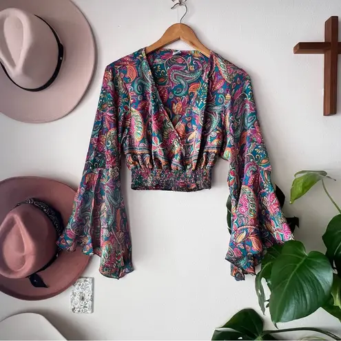 OCEANBLUE apparel boho tropical 2 PIECE SET pants & top FREE SIZE vacation beach