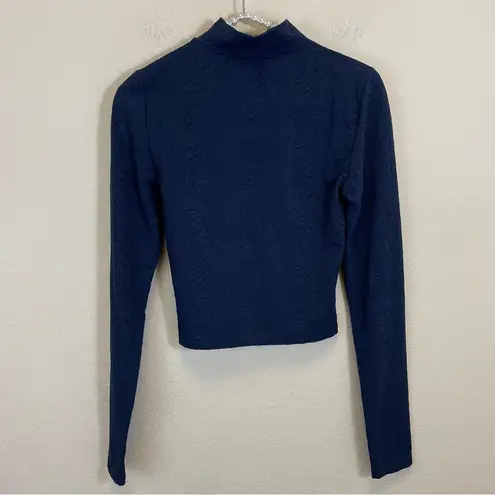 Aritzia Babaton Shapelace Mockneck Long Sleeve Cropped Top Navy Size S