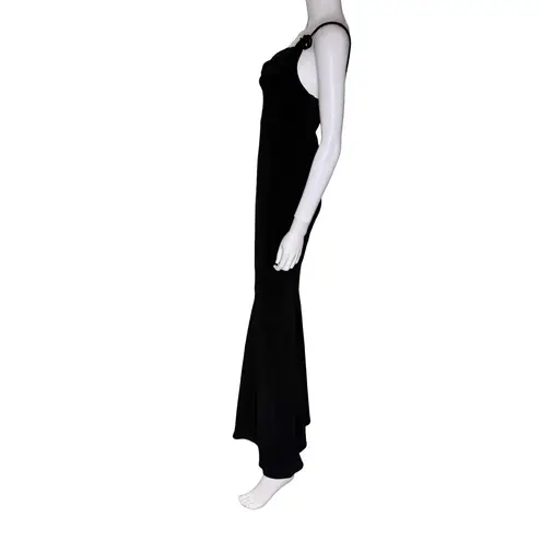 Halston Heritage HALSTON Women’s Sybil Crepe Sleeveless Asymmetrical Neck Gown Black 0