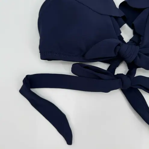 Robin Piccone Ava Bikini Top Size Extra Small NEW Ruffle Tie Swim Navy NWOT