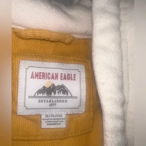 American Eagle  button up plaid flannel with hood size XL