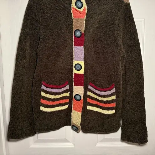 Christopher & Banks Vintage Size Small Chocolate Brown Patchwork Sweater