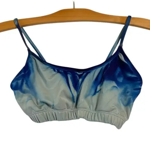 Watercolour Dancewear Hand Painted Blue Silver Sports Bra Top Size S WC219