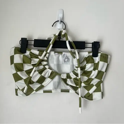 Princess Polly Green White Latiana Checkerboard Halter + Pants Coord Set 4