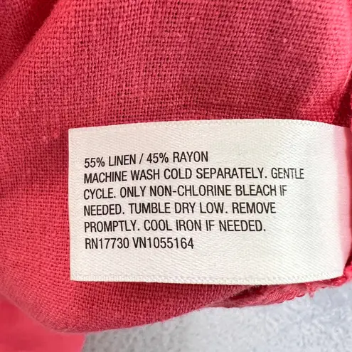 A New Day  Wide Leg Lounge‎ Pants Linen Blend Drawstring Coral Pink Size Medium - Image 6