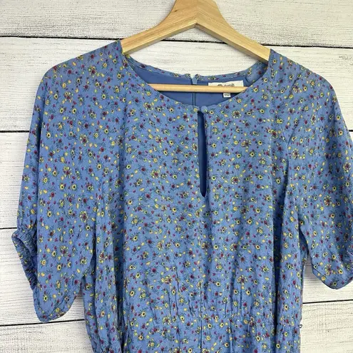 Madewell  Tassel-Tie Mini Dress in Calico Floral Blue Size 6 Summer Coquette Girl