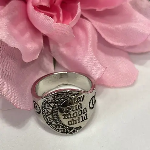 Bohemian "Stay Wild Moon Child" Silver Ring