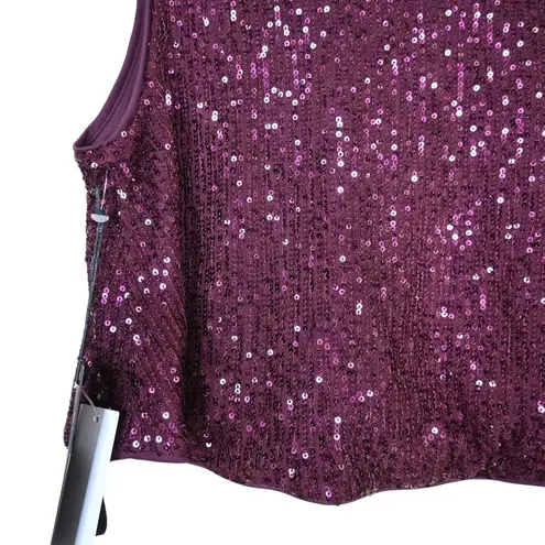 Wildfox  Womens L Armidale Sequin Crop Tank in Dark Purple NEW