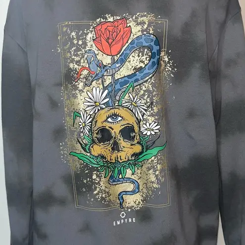Jasmine Empyre Rose Skull Black Tie Dye Hoodie XS