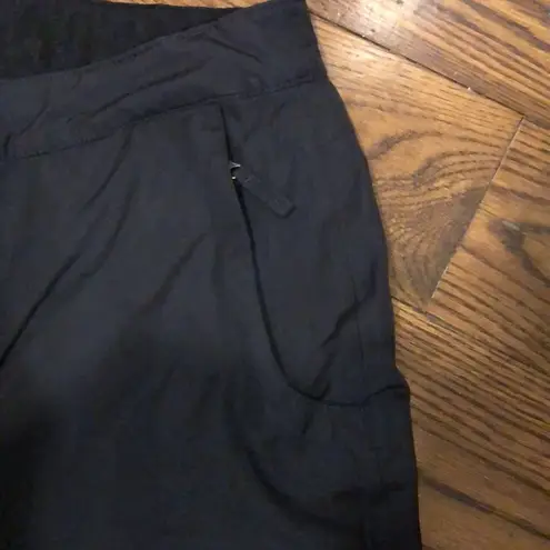 LANDS END Black Lined Snow Pants Zipper & Snap Close Internal Tab Sz MED 10/12