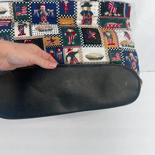 Source Unknown Patriotic Themed Shoulder Tote Bag Top Zip Vinyl Interior American Pie