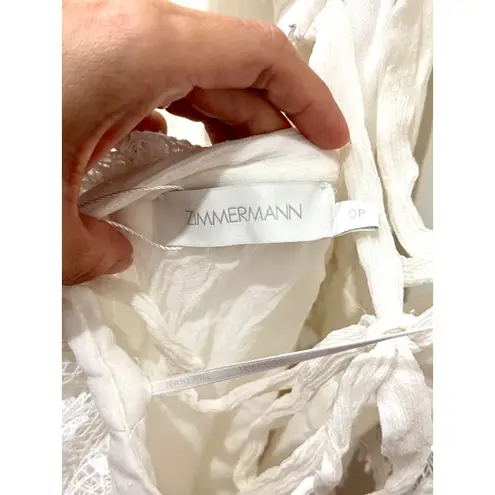 Zimmermann Suraya Lace Cut Out Lace Up Back Sheer Dress White Womens Size 0/P