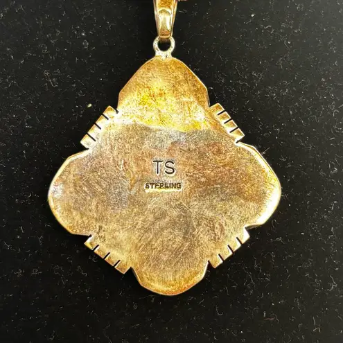 Navajo TS Sterling Silver Dichroic Glass Multicolor Pendant & Necklace Italy 925 Blue