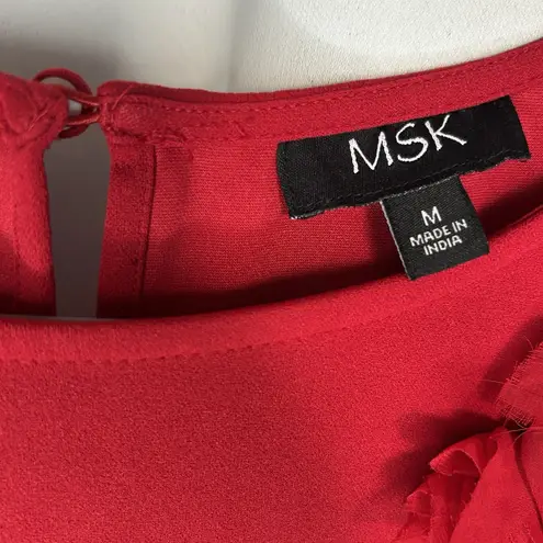 MSK Women's Size Medium Red Bell Sleeve Dress Flowy Party Holiday Evening