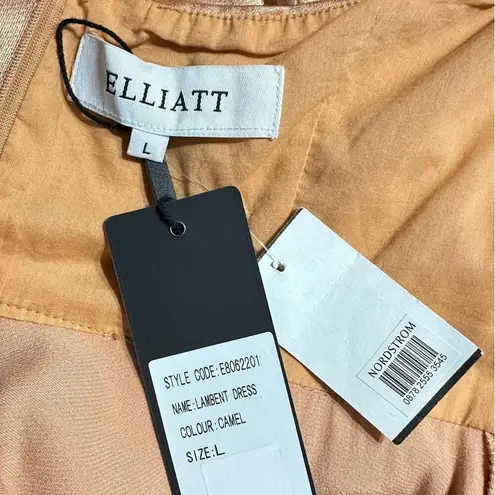 Elliatt Lambent Asymmetric Halter Dress Women's Large Camel Backless NWT