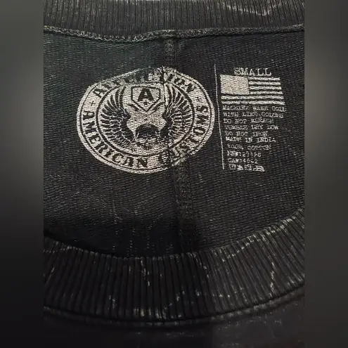 Affliction American Customs 1973 Distressed Embroidered Black Sweatshirt Small