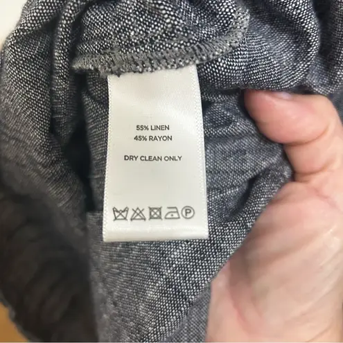 Lilla P Charcoal and Navy Linen Blend Dress with Tie Accents Size Medium Gray