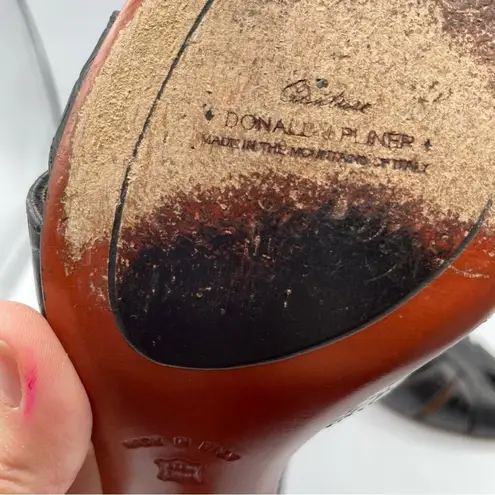 Donald J Pliner Black Leather Croc Embossed Womens Heels 7.5 Dressy Shoes Formal