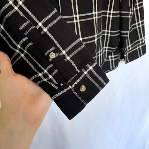 Jachs boyfriend black white checkered button down shirt pockets women's M