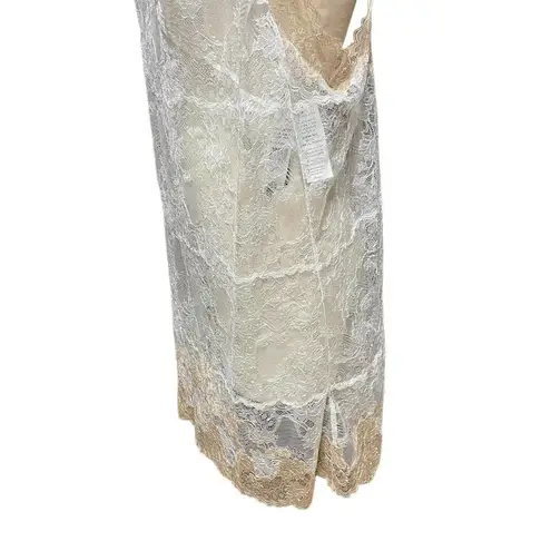 Josie Natori Chantilly Bordered Lace Chemise Lingerie White Size XL
